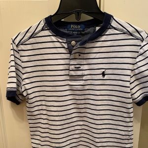 Boys Henley tee size 10 - blue/white striped